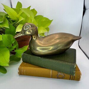 Vintage Solid Brass Duck Figurine | Mid Century Grandpa Core Decor